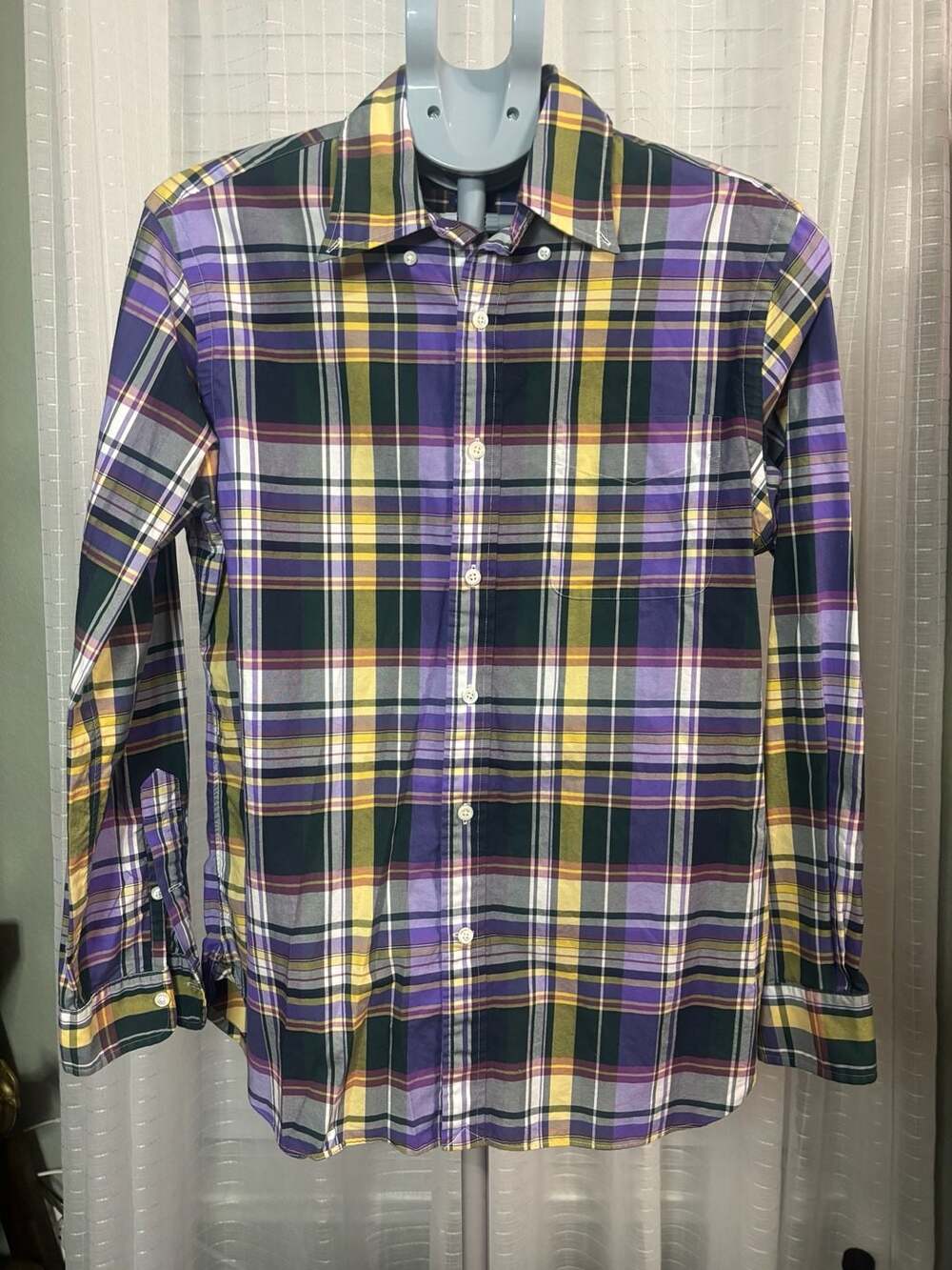 Ralph Lauren Men's Italian Fabric Plaid Button Down Shirt Size M